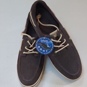 XTRATUF, Finatic II, Men's Brown Leather Boat Shoe. Size 14